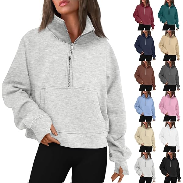 ★sale★8yards PULLOVER Halfsleeve Hoodie Amazon.com: Quarter Zip Pullover Women Fleece Oversized Hoodie